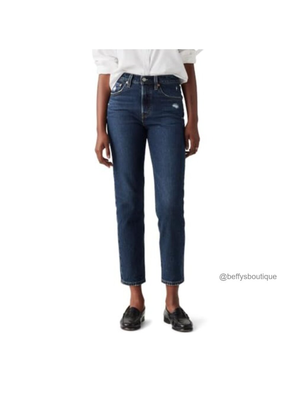 High Rise Cropped Straight Leg Stretch Denim Jeans Ankle Length